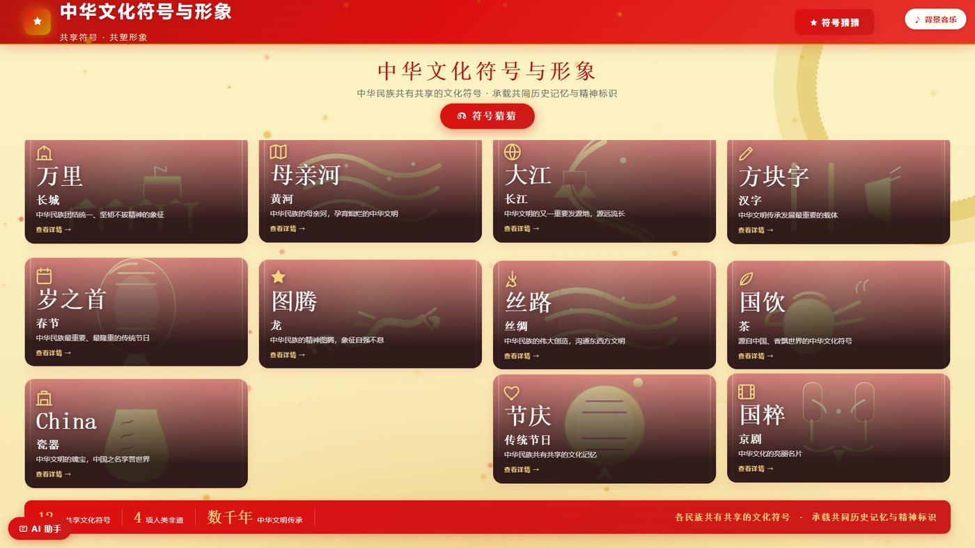 中华文化符号与形象互动展示系统
